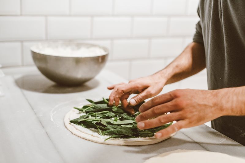 Spinach and Feta pizza with creamy white sauce